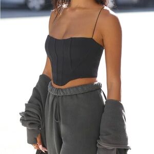 NWT Joah Brown Black Corset Top Size XS/S